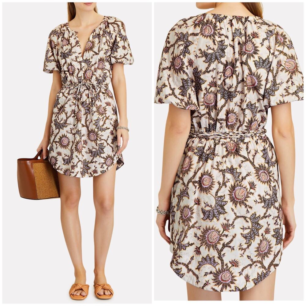 ALC Floral Mini Dress Cream Purple